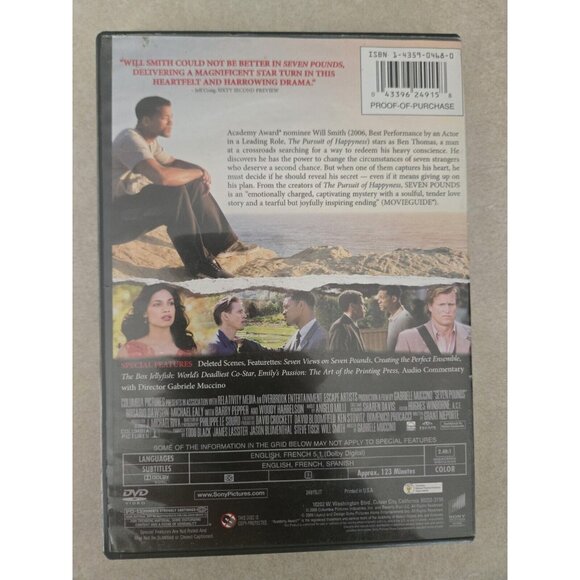 Will Smith "Seven Pounds" DVD - Picture 2 of 2